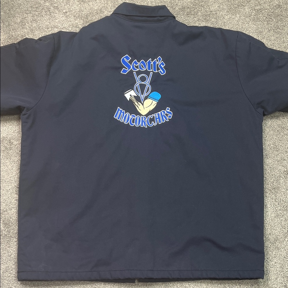 Scott’s Moto Mechanics Jacket Navy Blue Cintas Embroidered Size XL